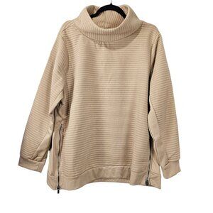 Sweatshirt Project Ribbed Quilt New Tan Moto Cowl Neck Sweatshirt Top